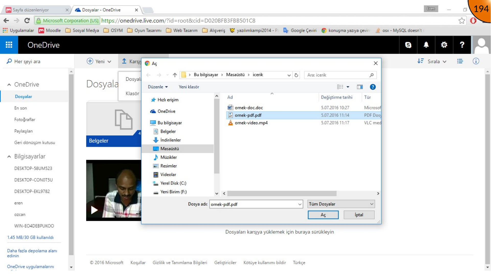 Selecting PDF file to upload