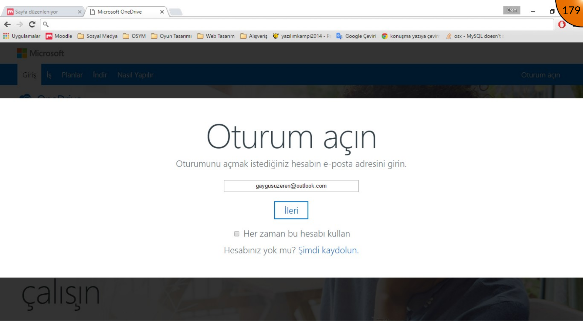 OneDrive sign-in page