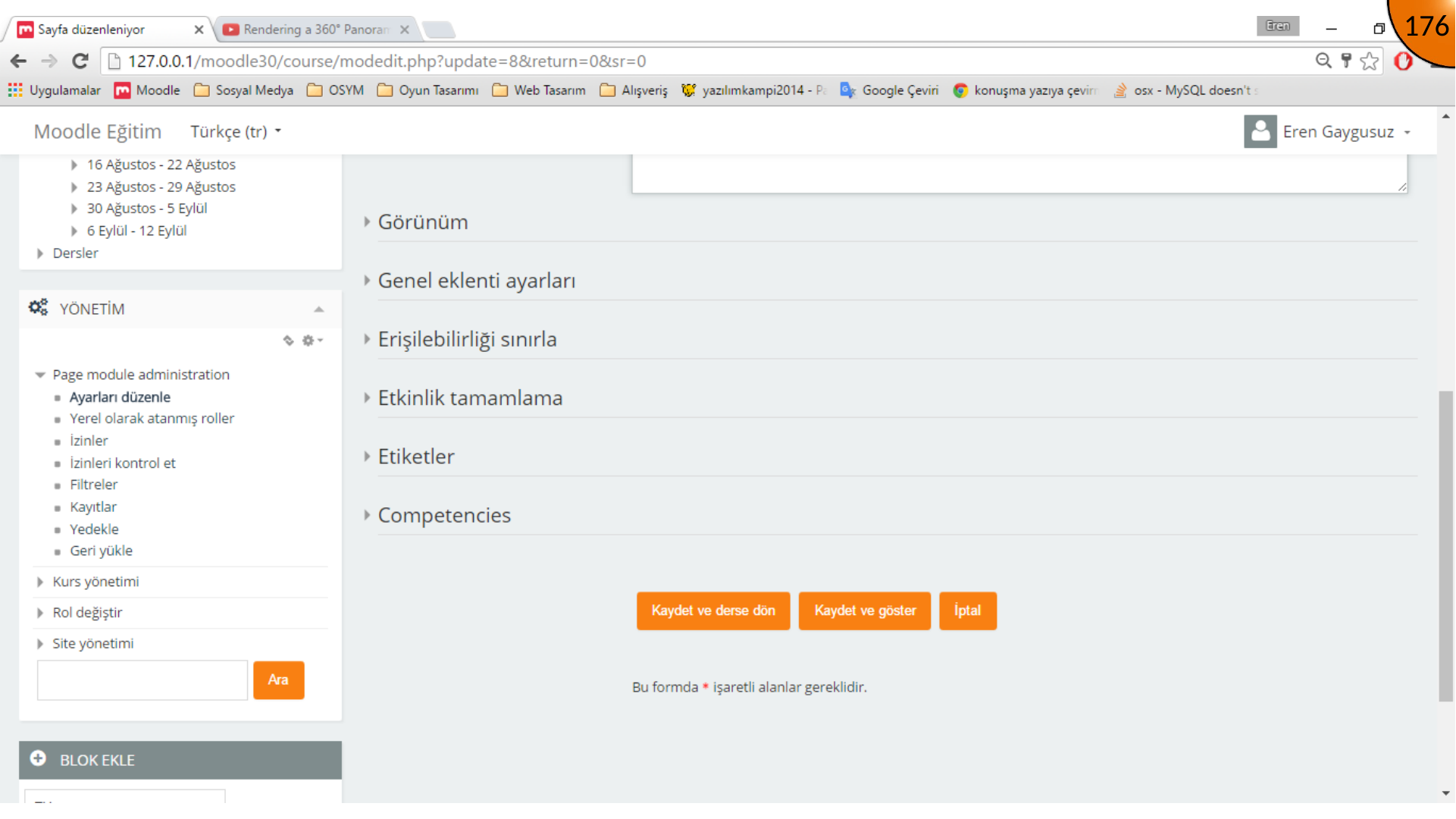Saving Moodle page with YouTube embed code