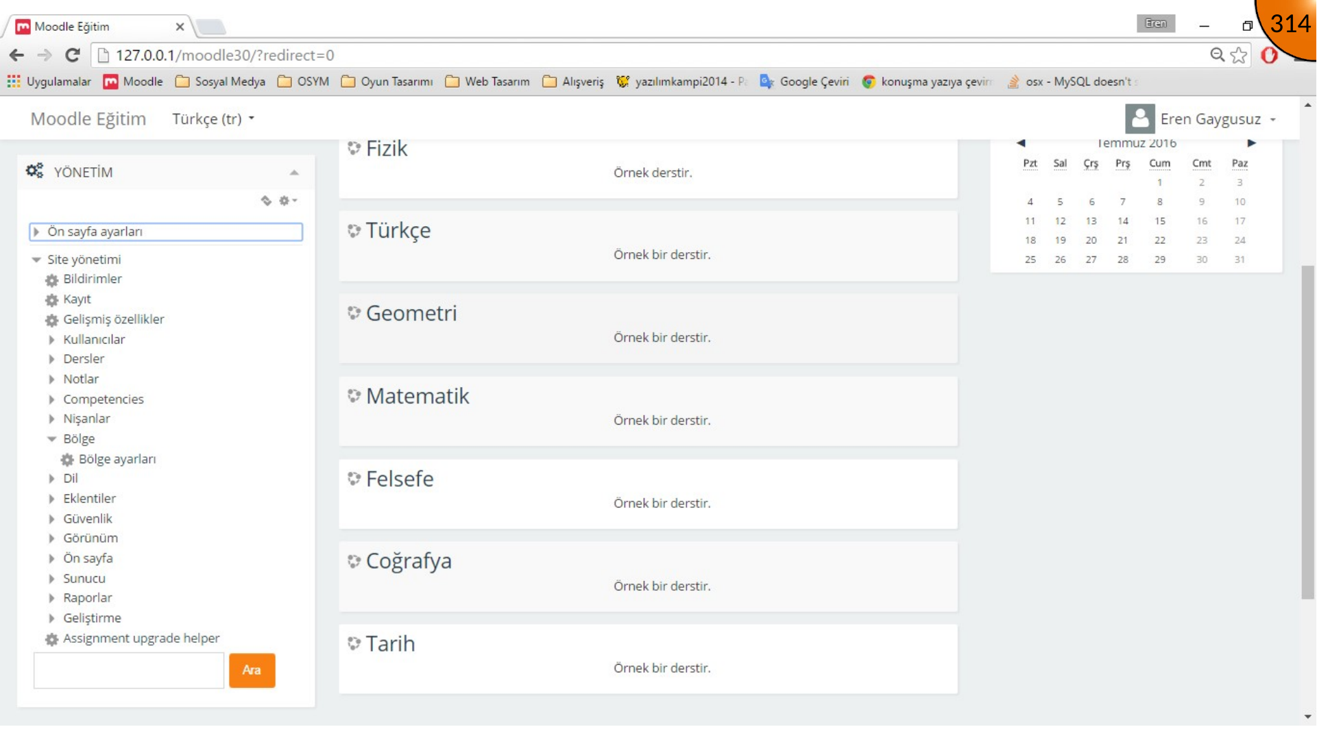 Opening Moodle regional settings