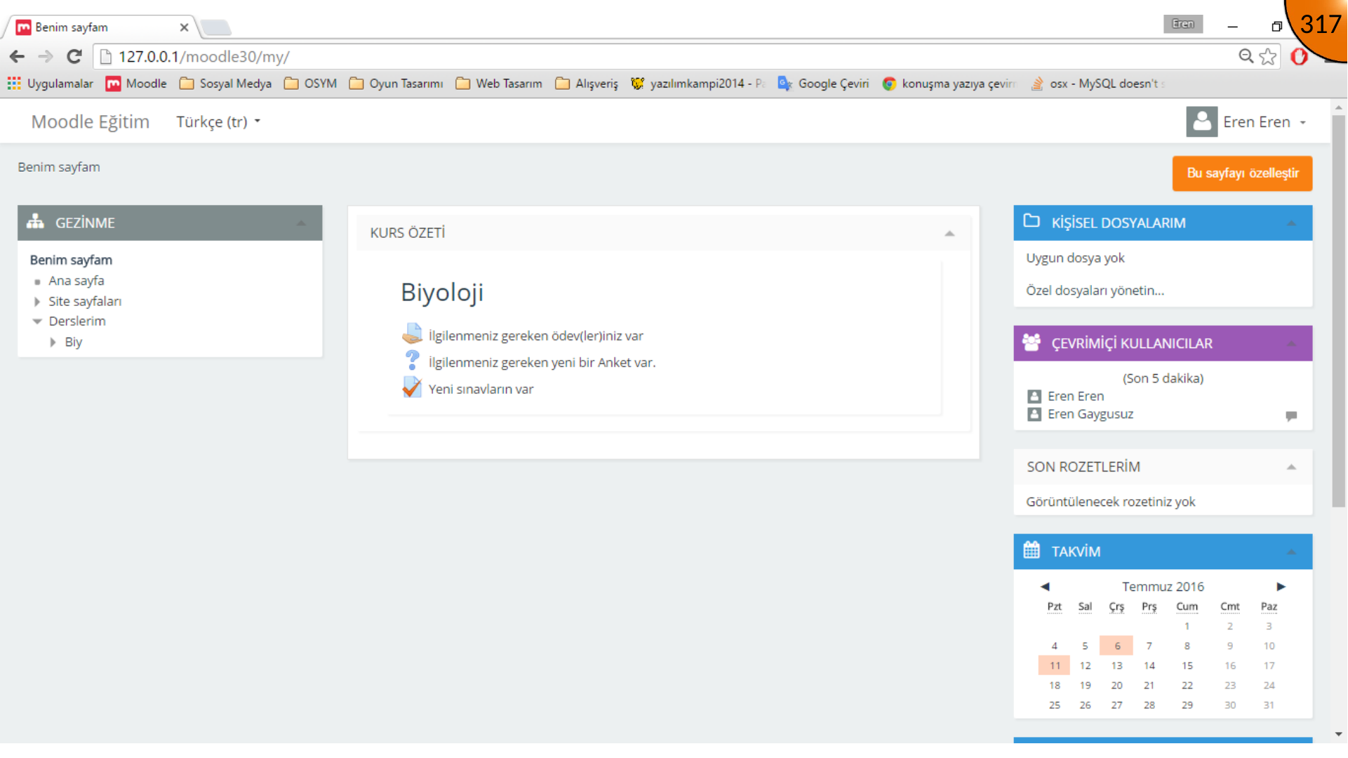 Opening new quiz notification from Moodle course overview