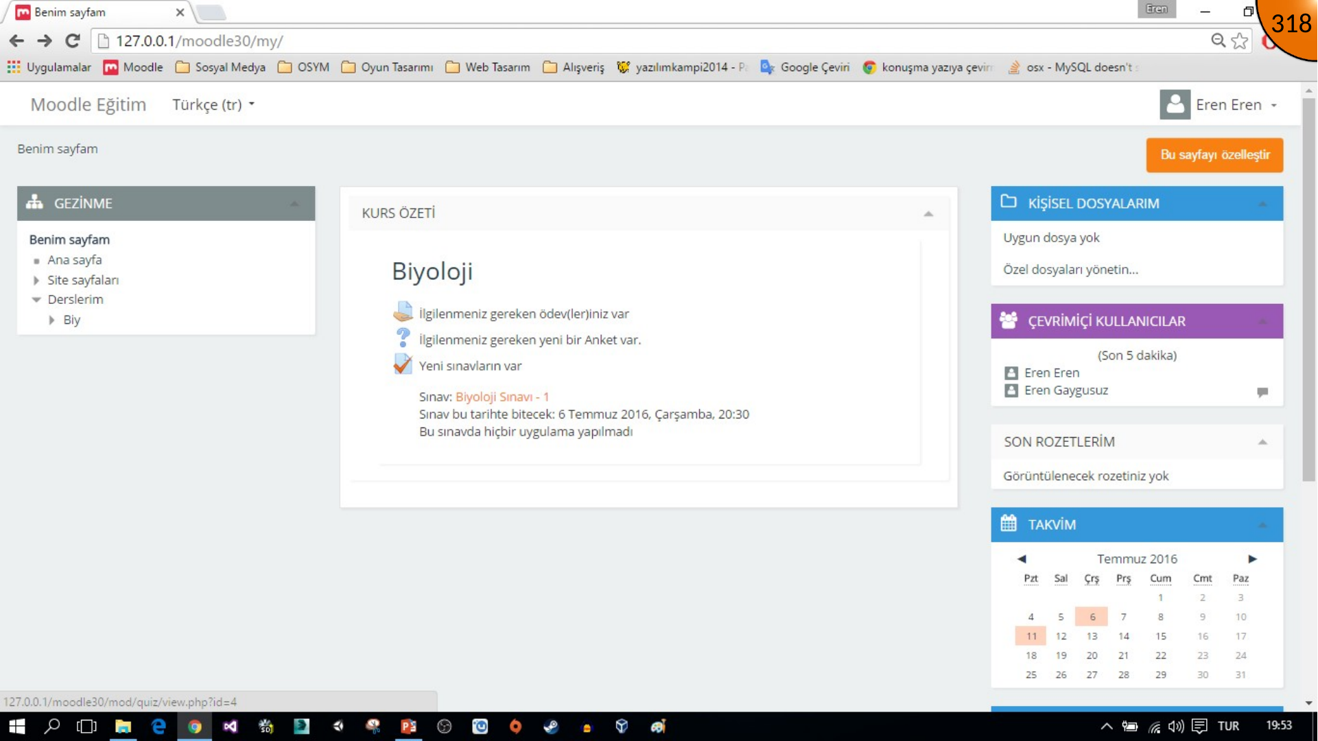 Opening Moodle quiz from learner course overview