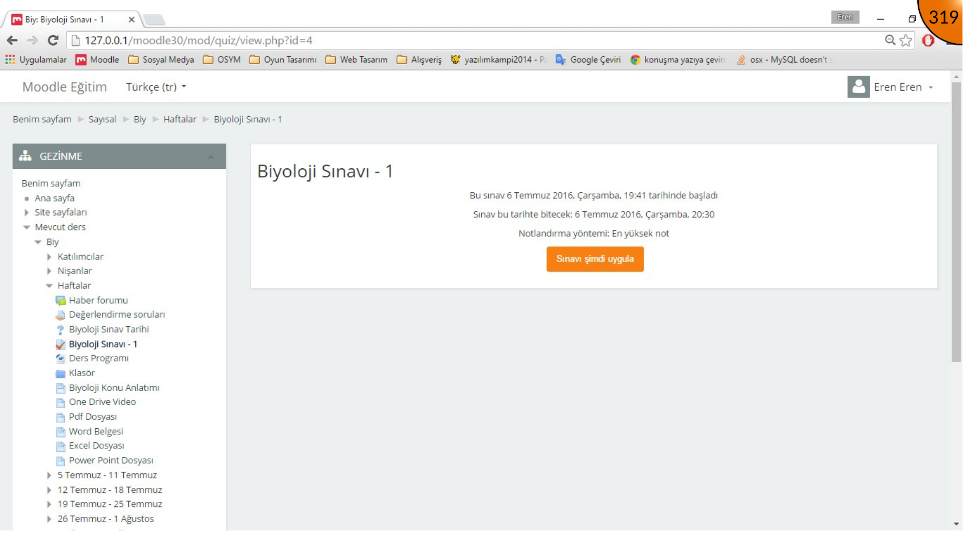 Starting Moodle quiz attempt