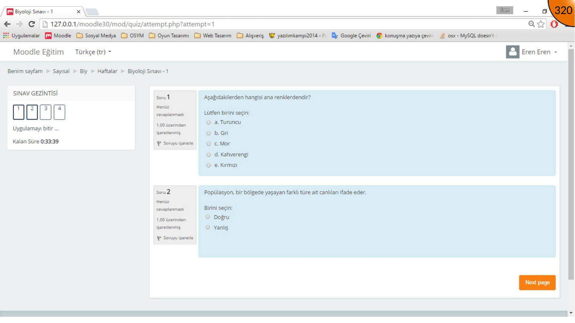 Working Moodle quiz for enrolled learner