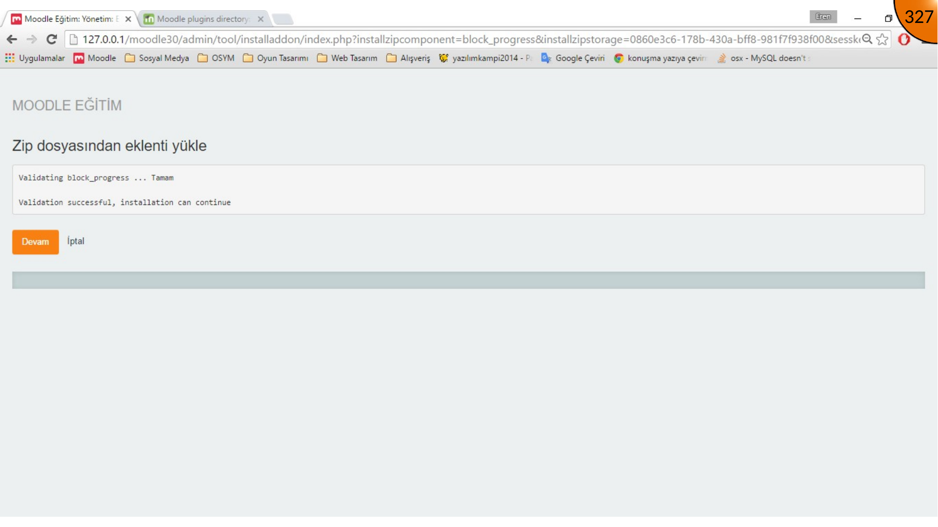 Confirming Moodle plugin installation