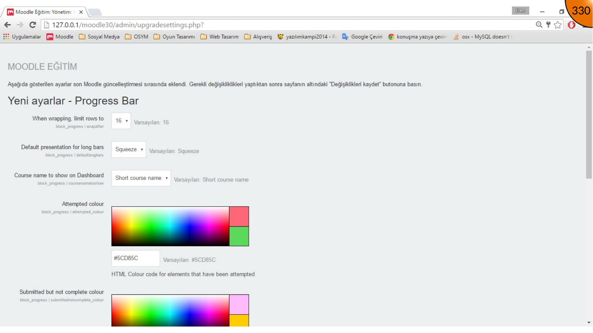 Opening Moodle plugin settings page