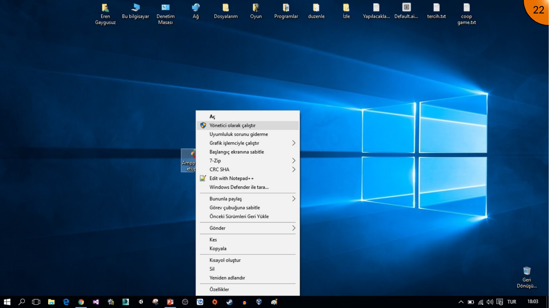 Running the AMPPS installer as administrator on Windows