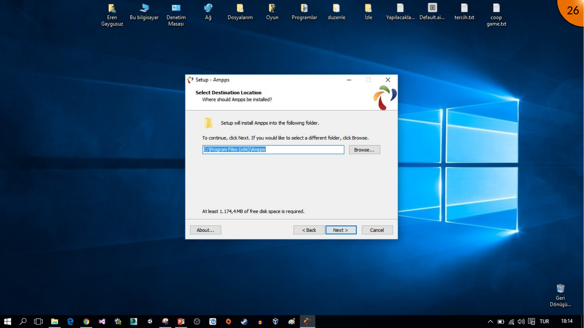 Choosing the AMPPS installation directory
