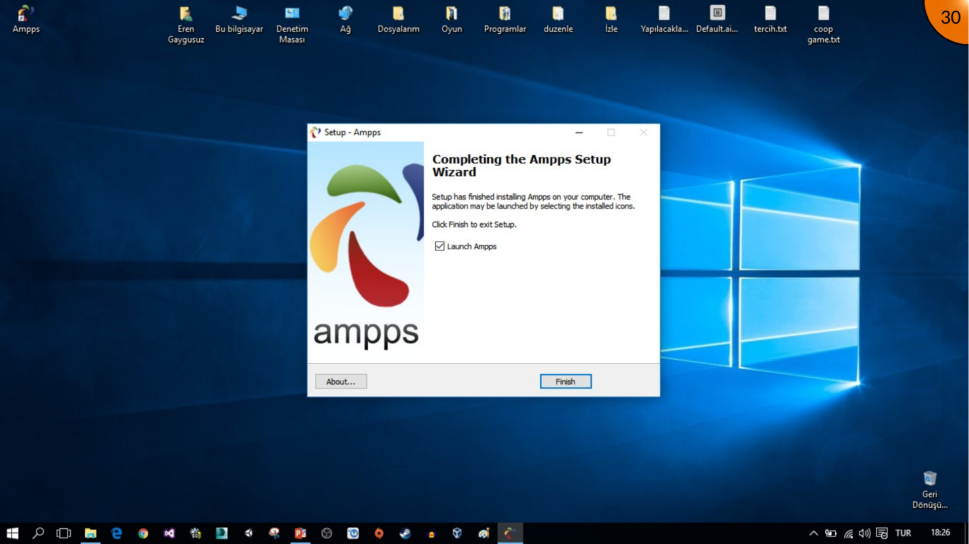 Finishing the AMPPS installation