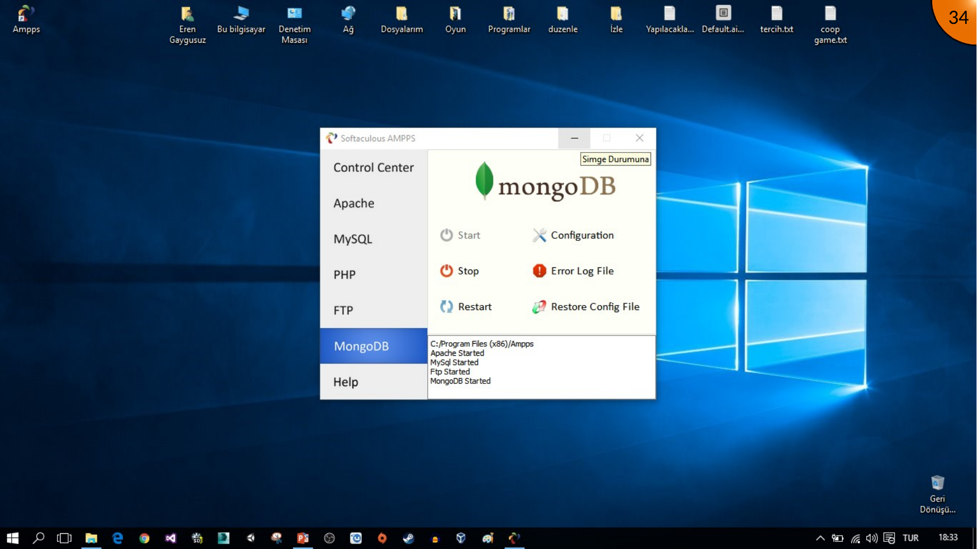 Minimizing the AMPPS control panel