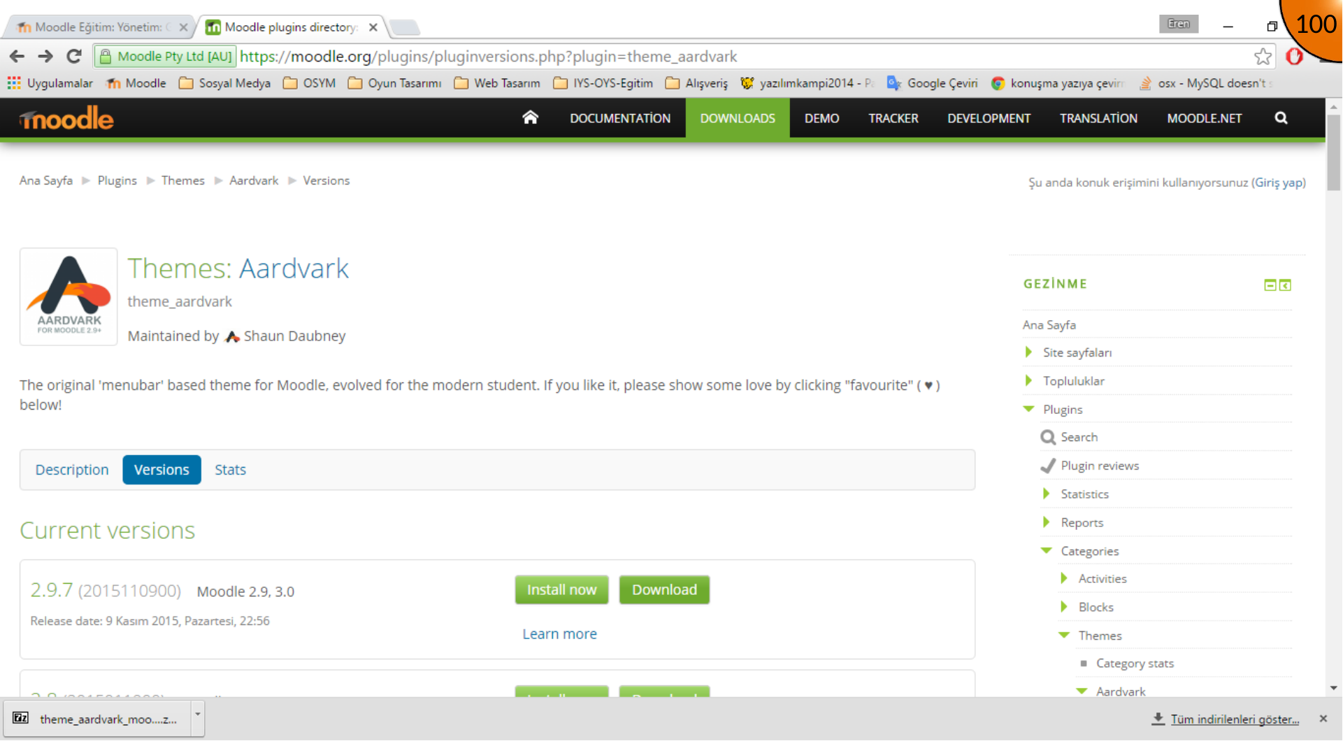 Theme details page
