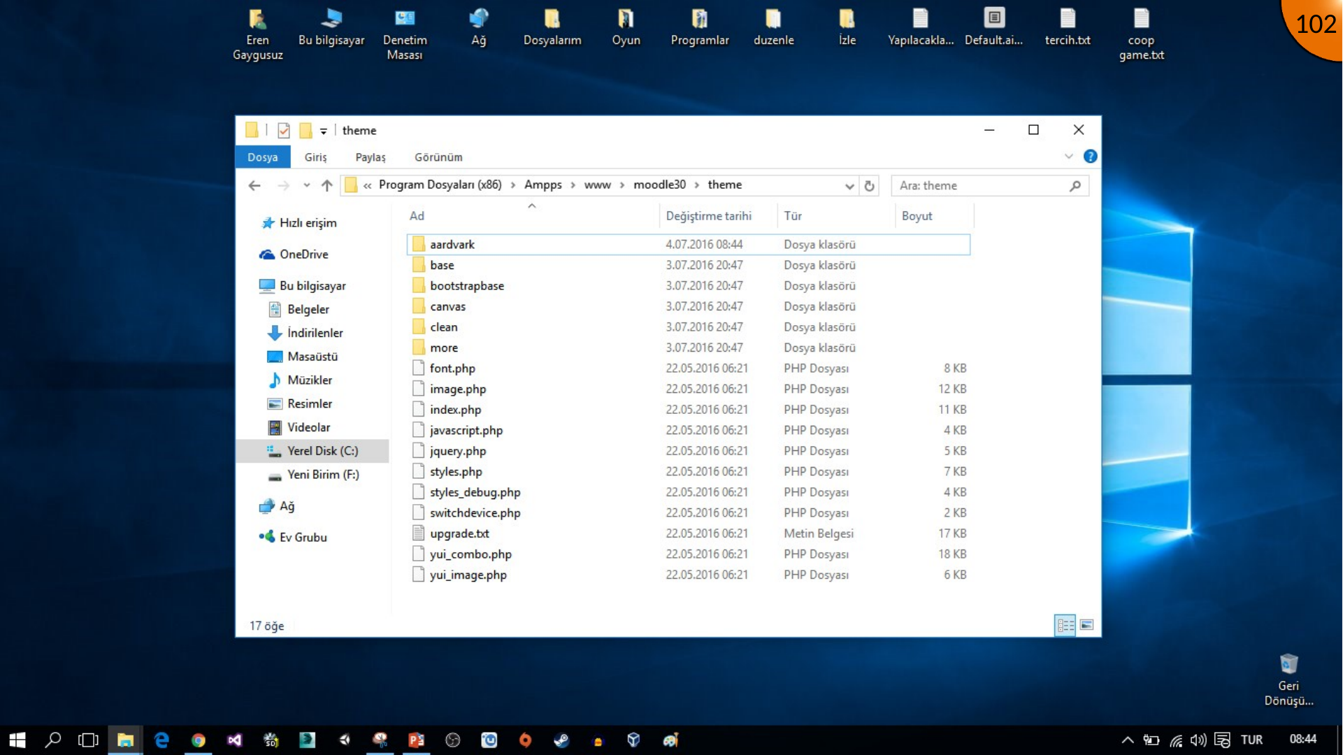Extracting a Moodle theme into the theme directory