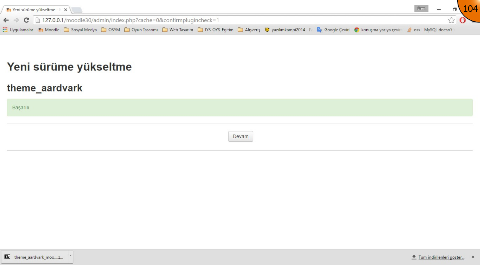 Moodle theme installation confirmation