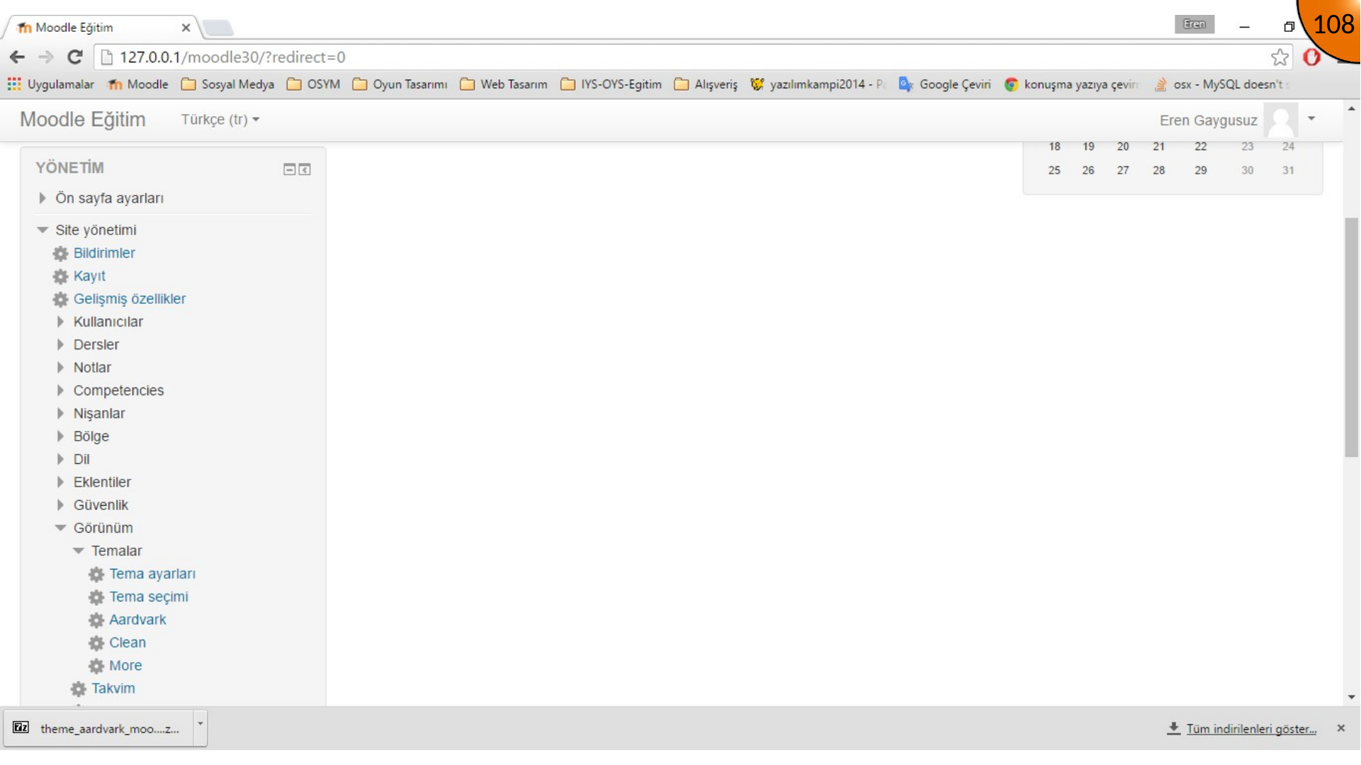 Opening Moodle theme selector