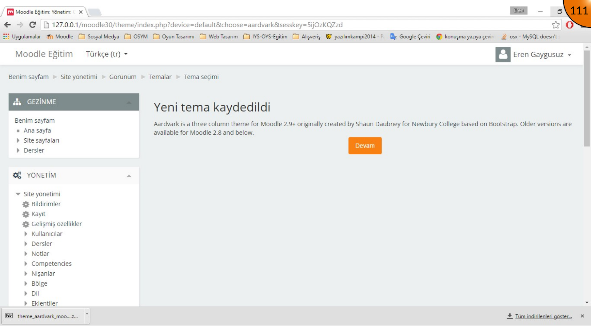Moodle theme change confirmation