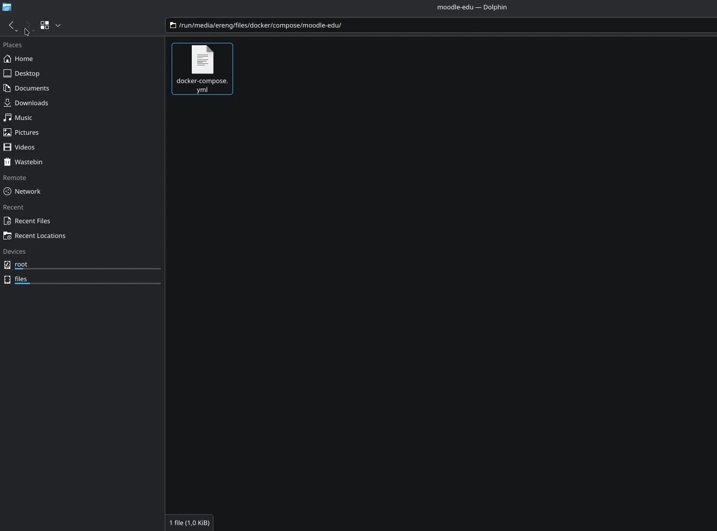 Saved Docker Compose file in the Moodle configuration directory