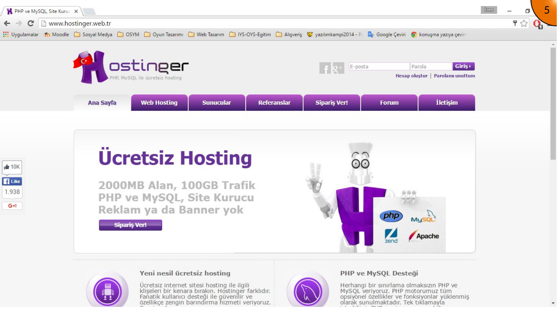 Hosting provider account sign-up options