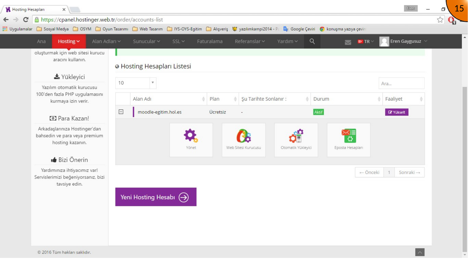 Opening the auto installer from the hosting control panel