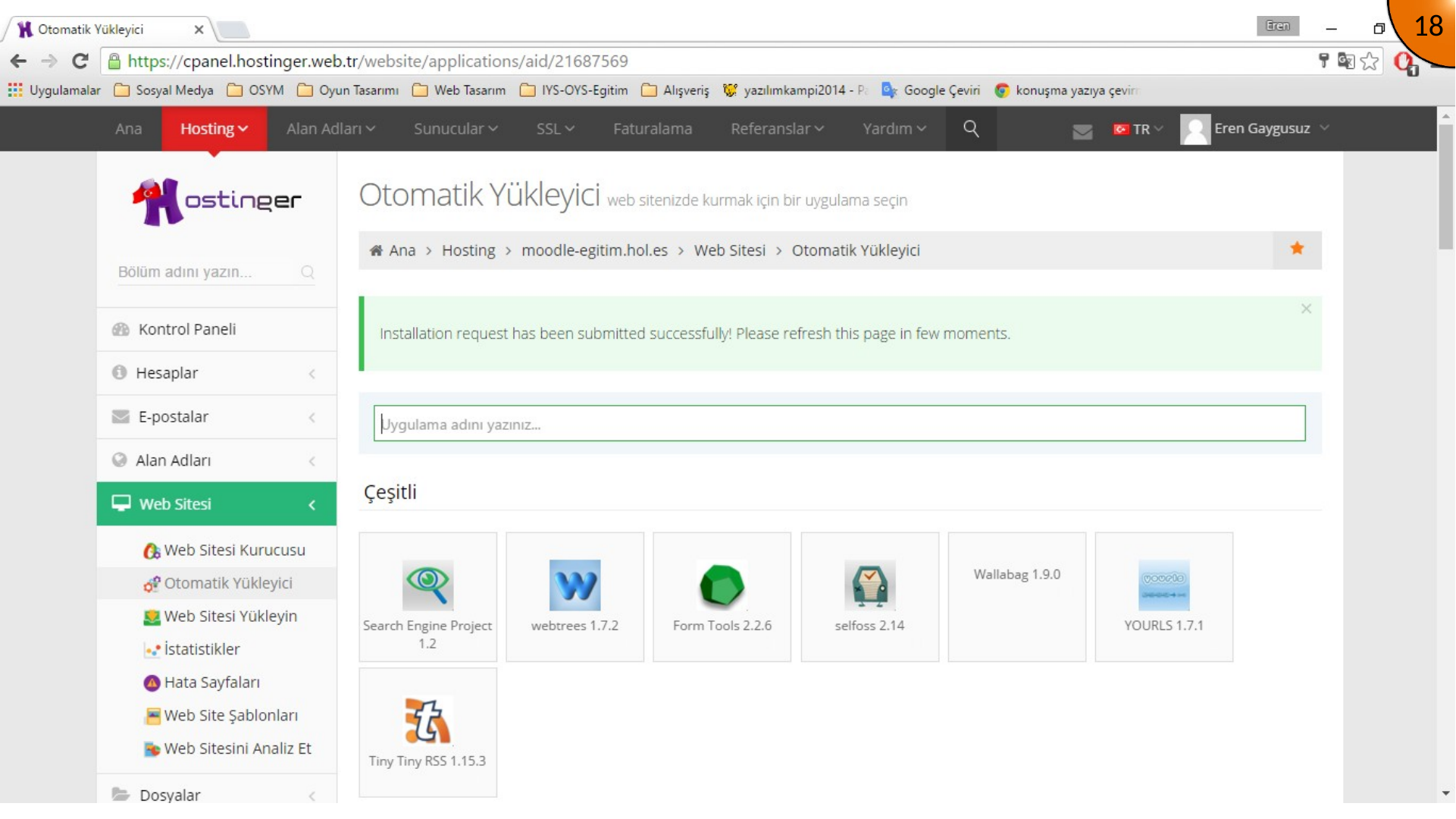 Moodle auto installer reporting a successful installation