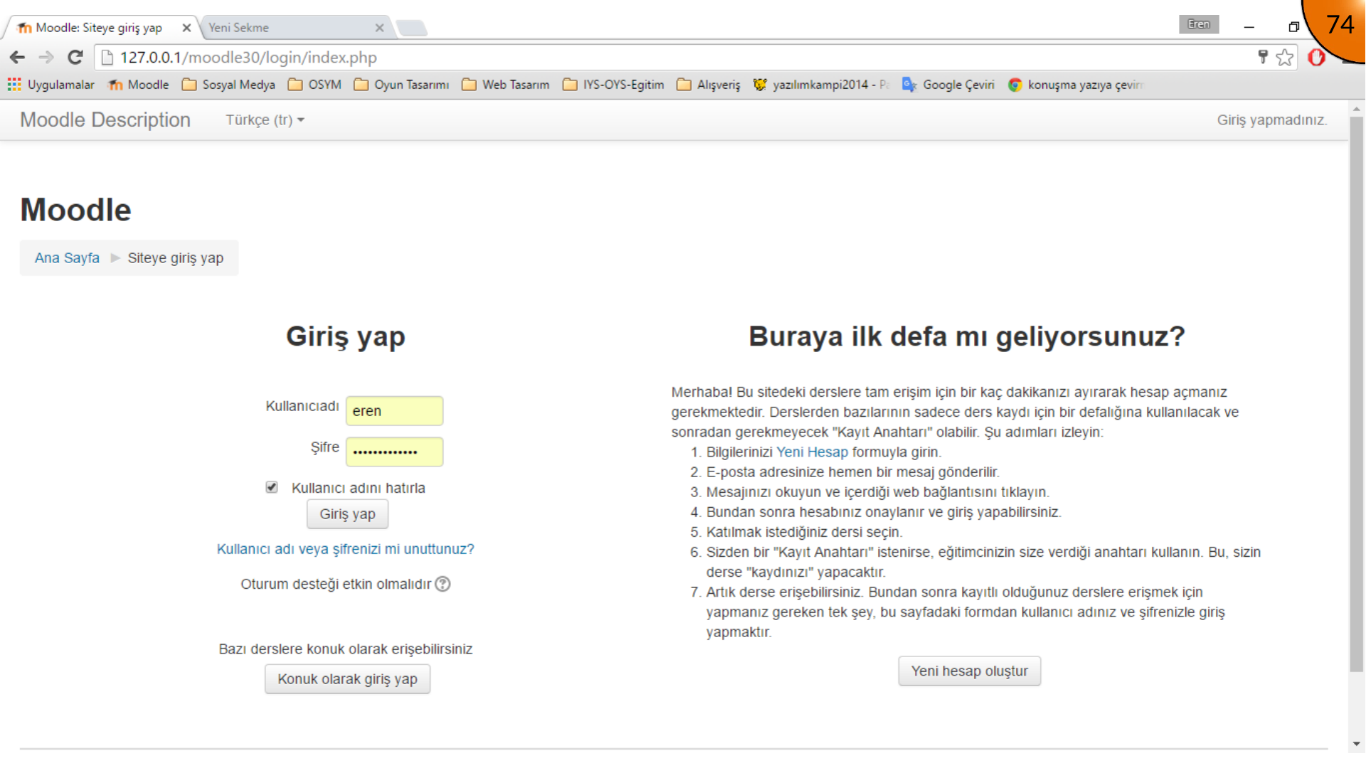 Opening Moodle user account management