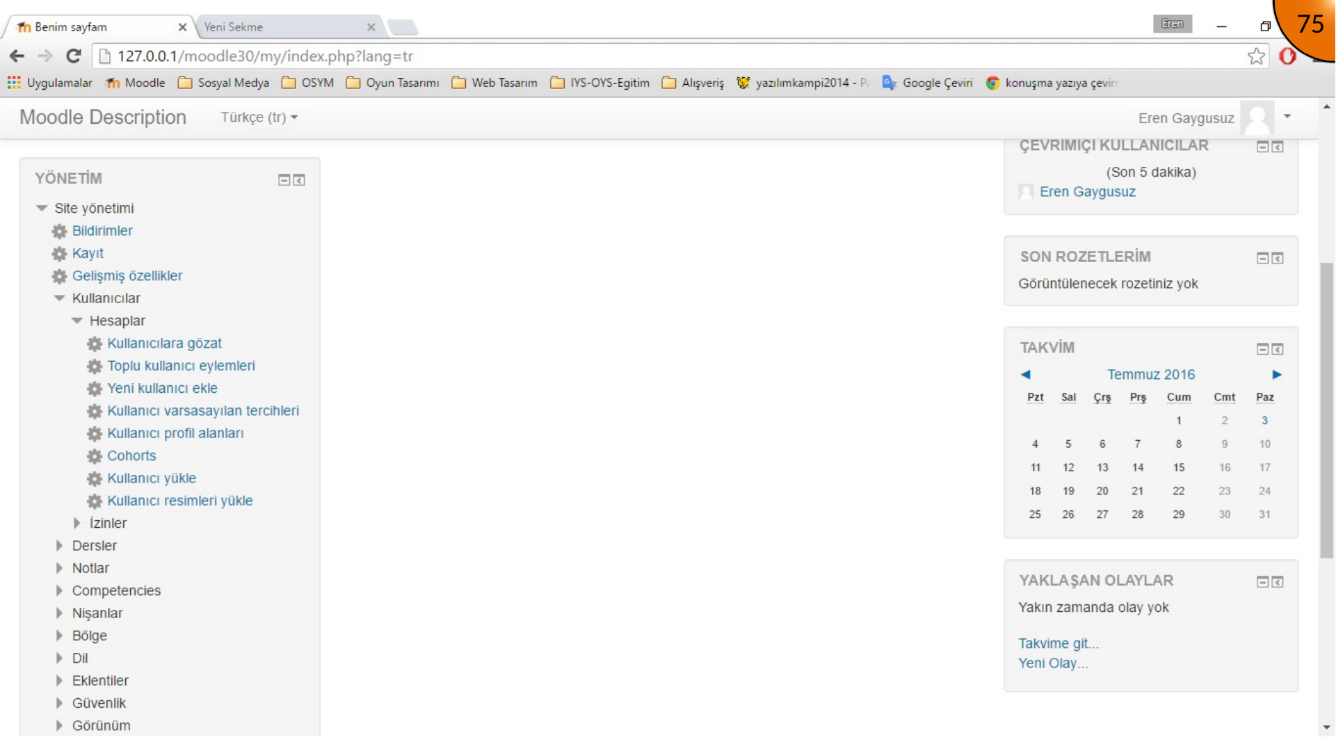 Browsing Moodle user accounts and pending registrations
