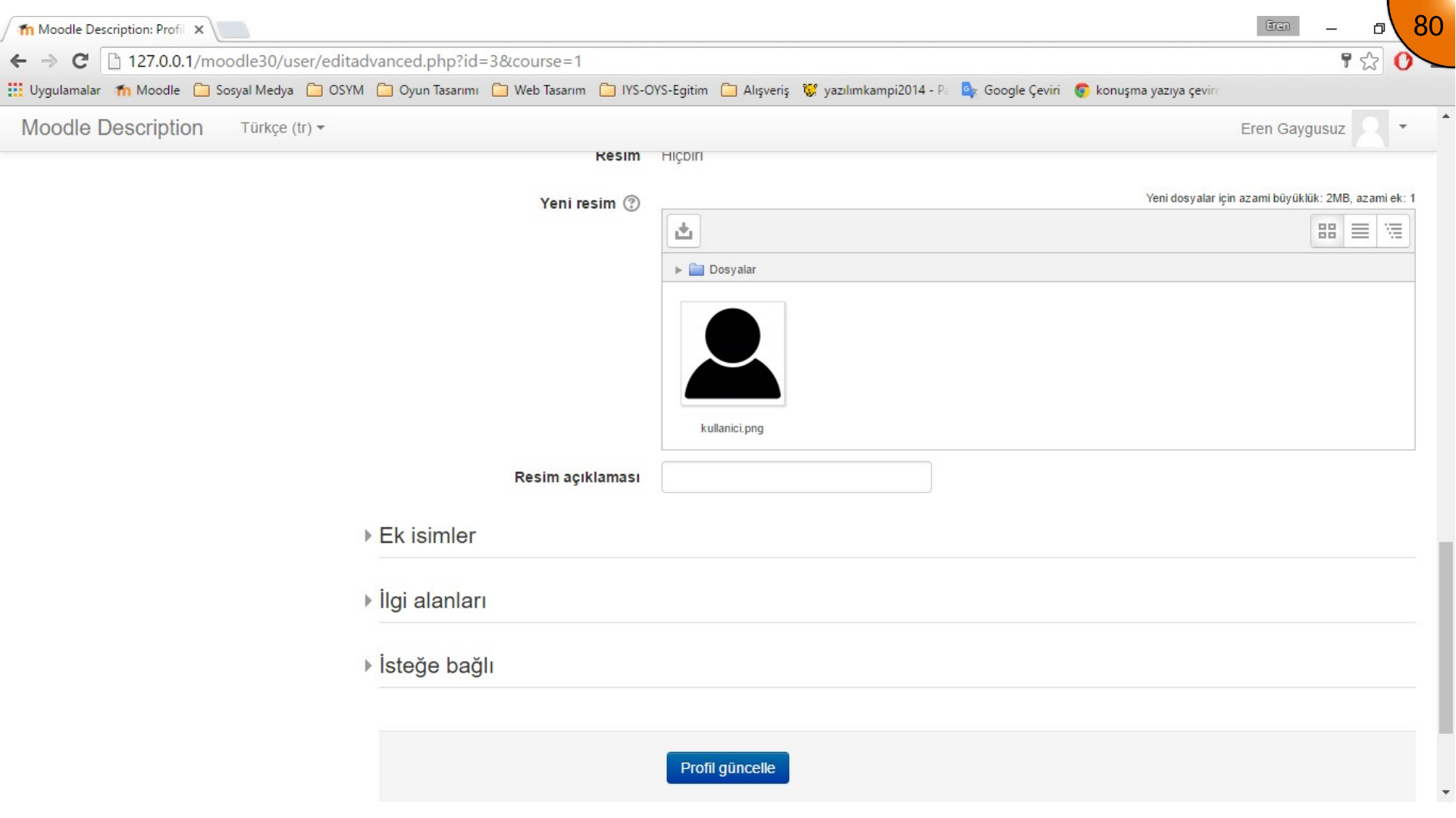 Saving a Moodle user profile update