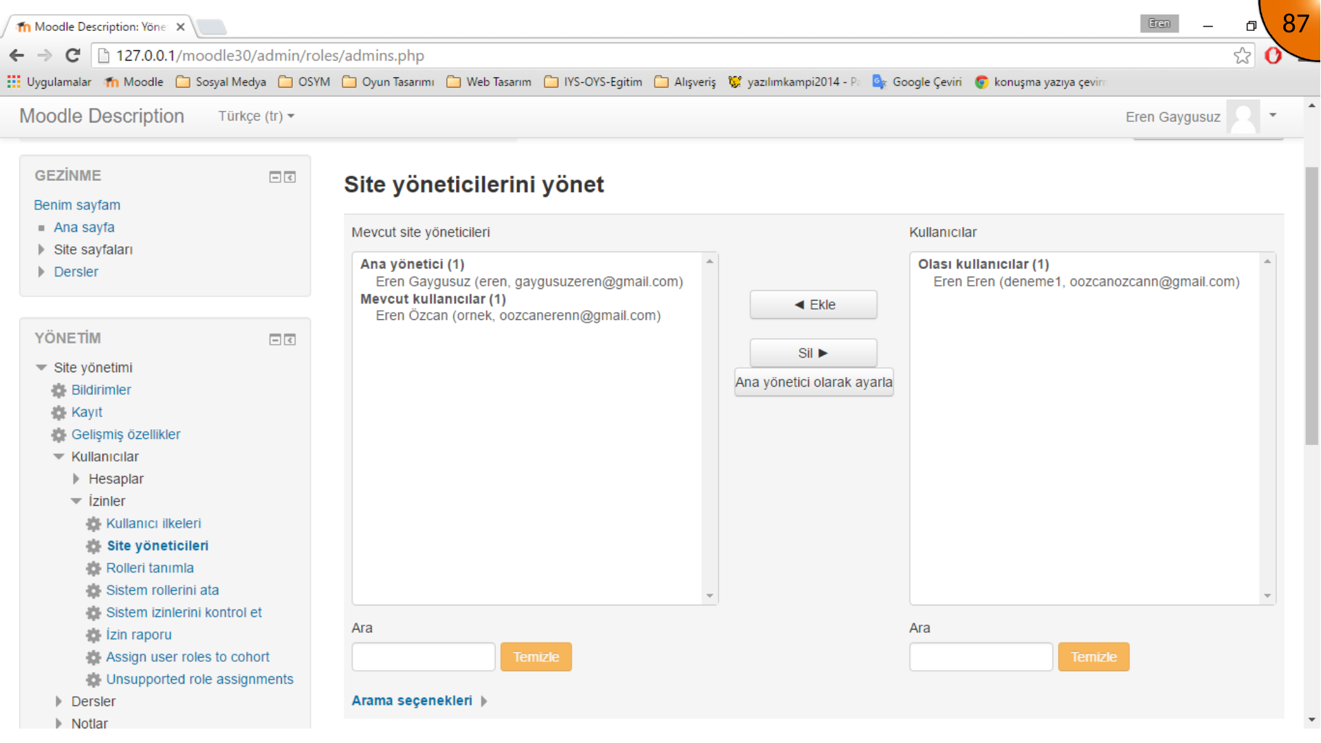 Opening Moodle site security settings