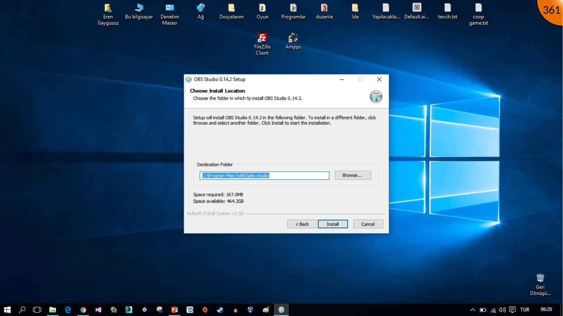 Starting OBS installation