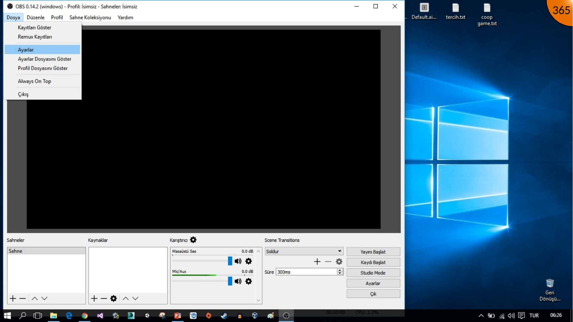 Opening OBS settings