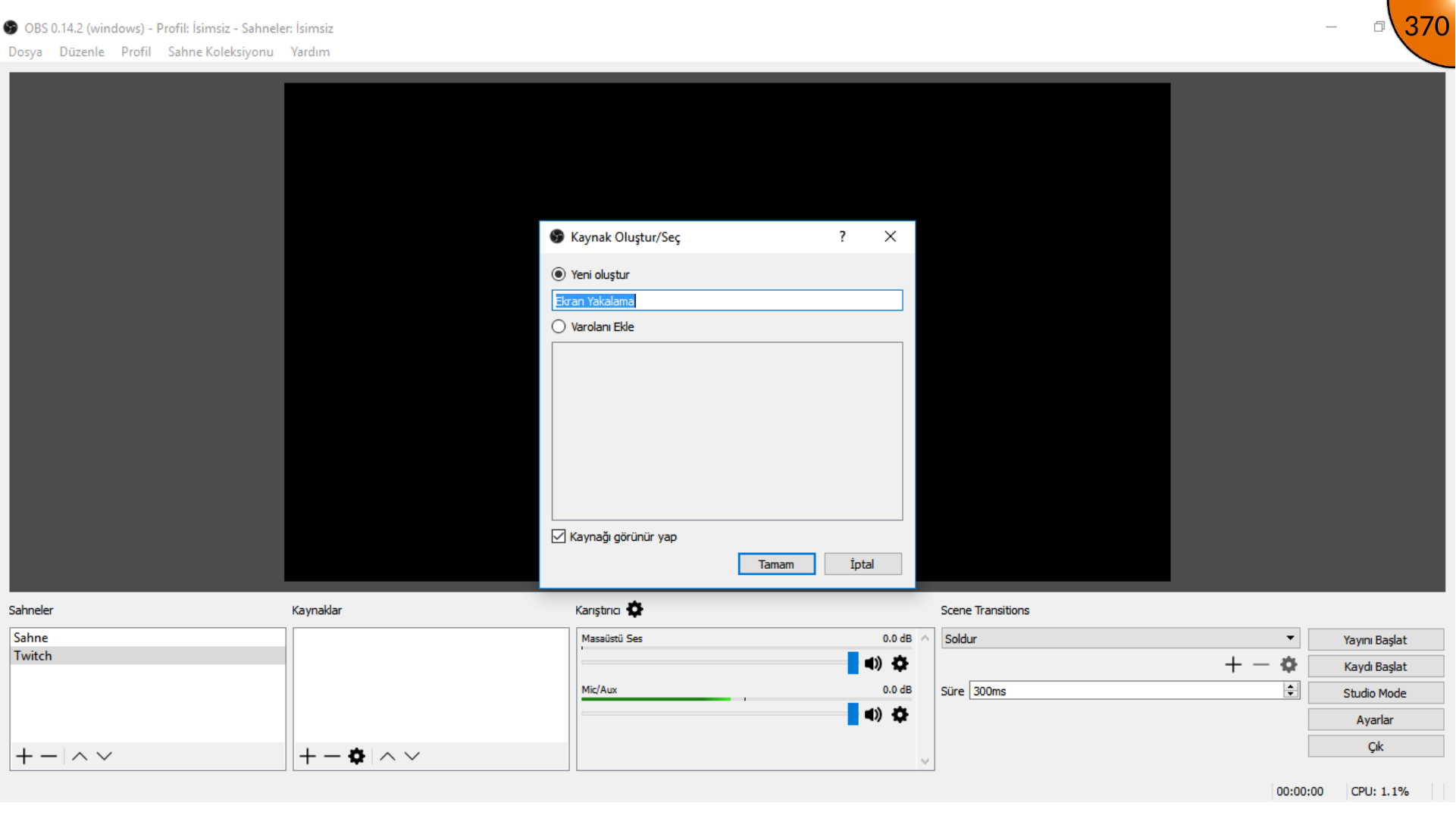 Confirming OBS screen capture source