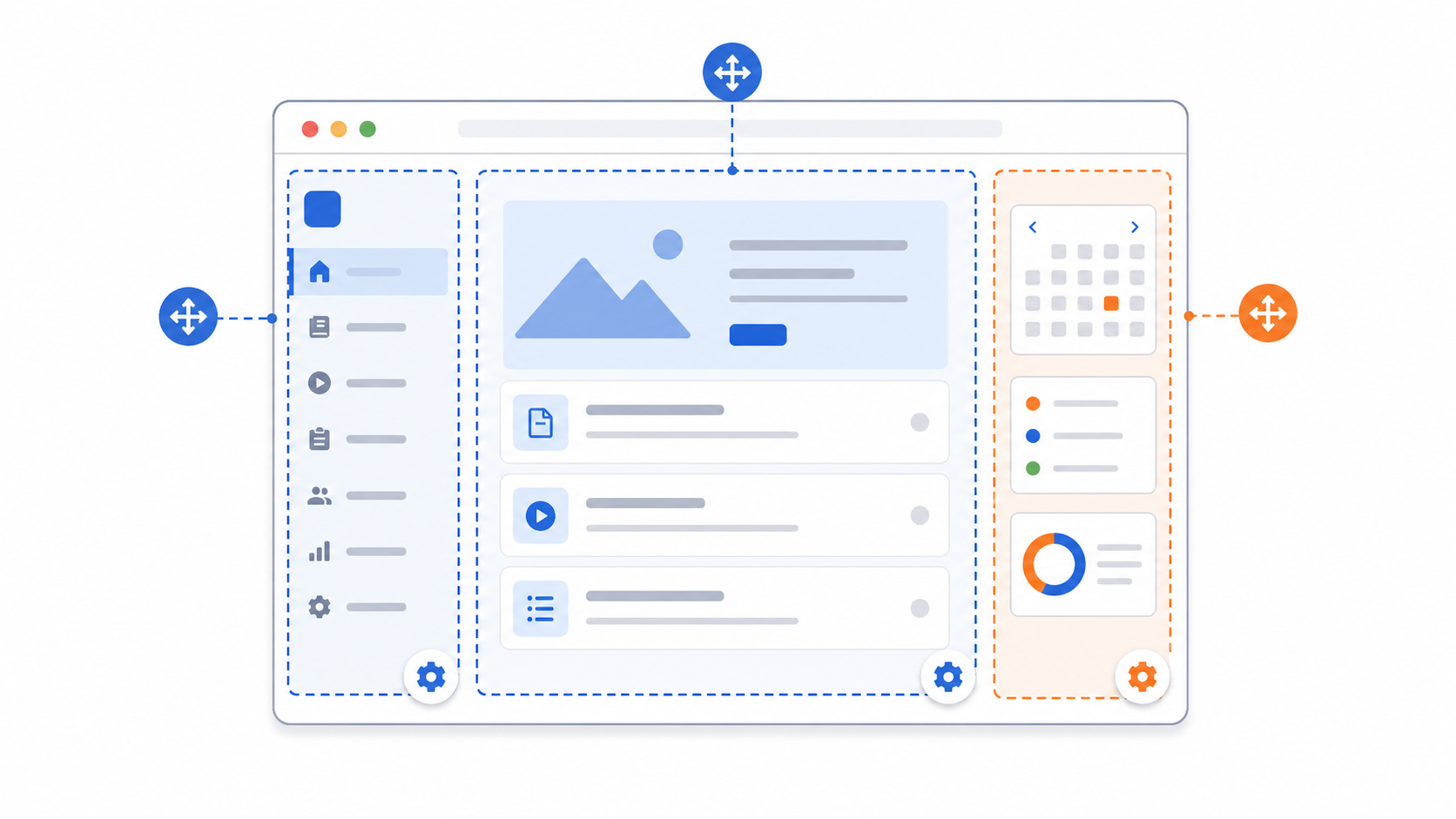 Learning platform interface with navigation, content, and block regions in edit mode