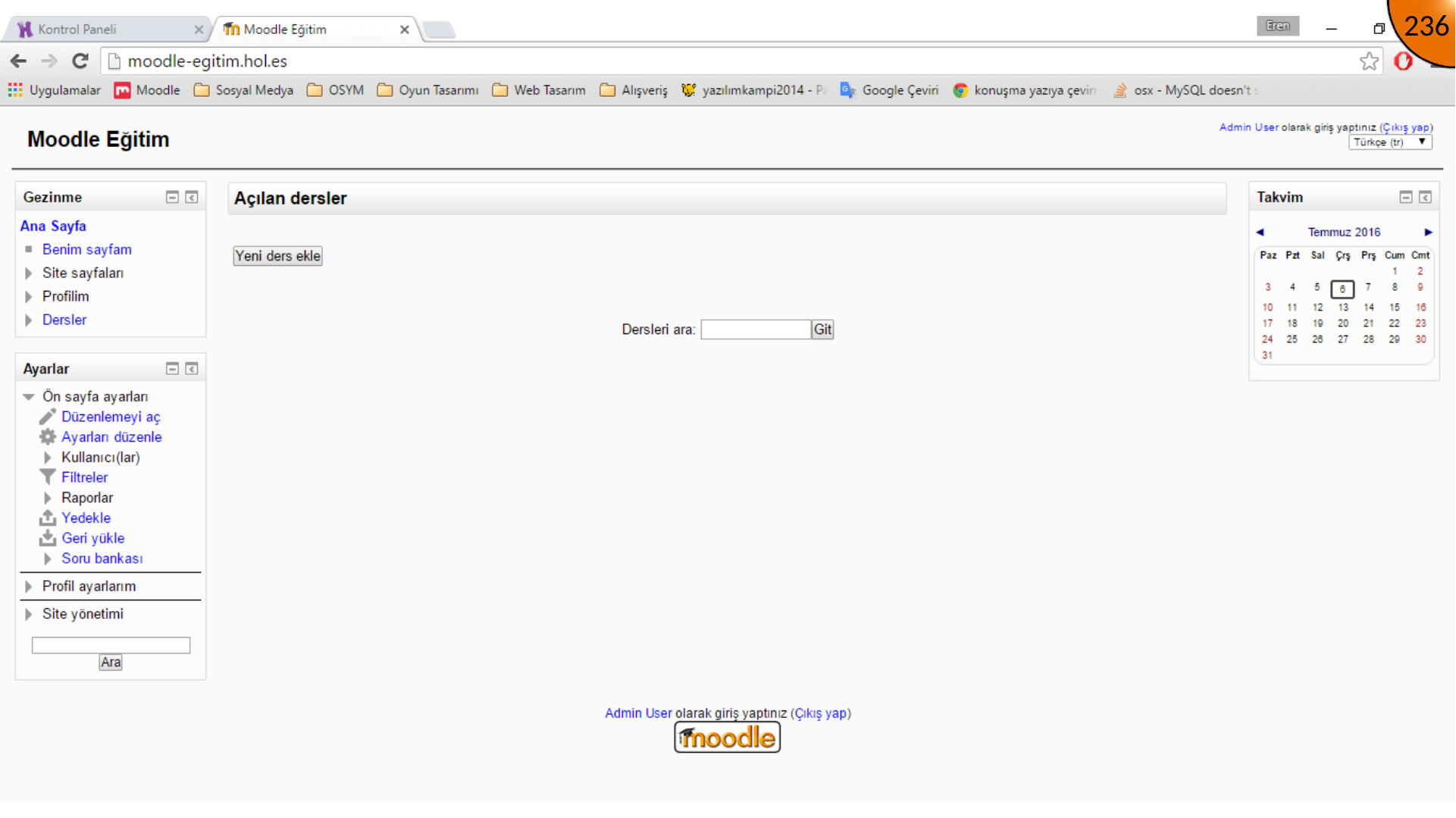 Adding a new Moodle course