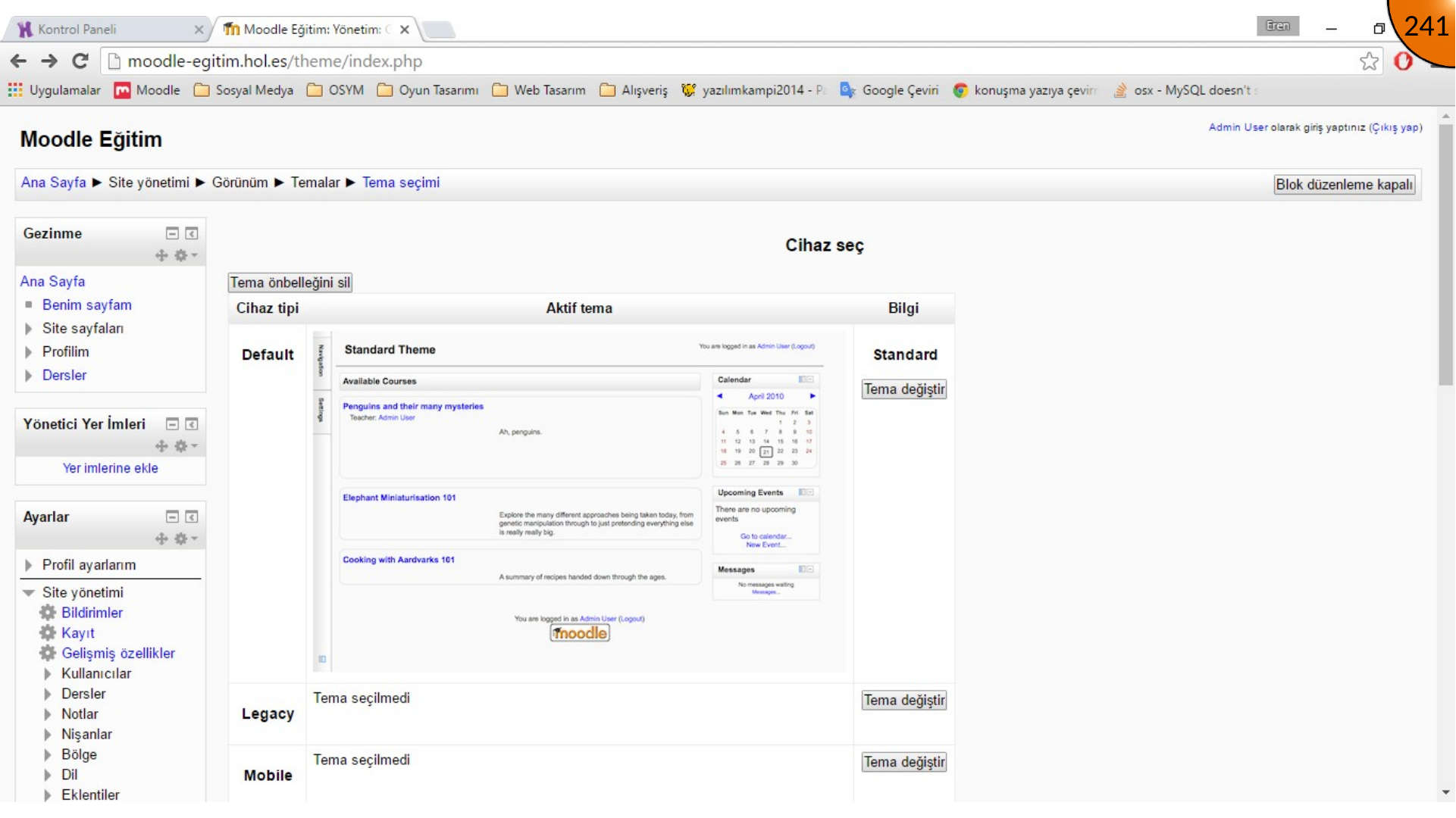 Starting Moodle theme change