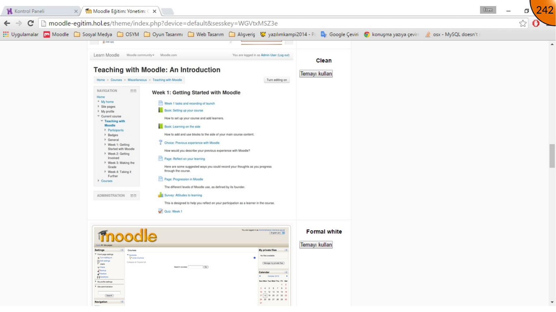 Selecting Clean Moodle theme