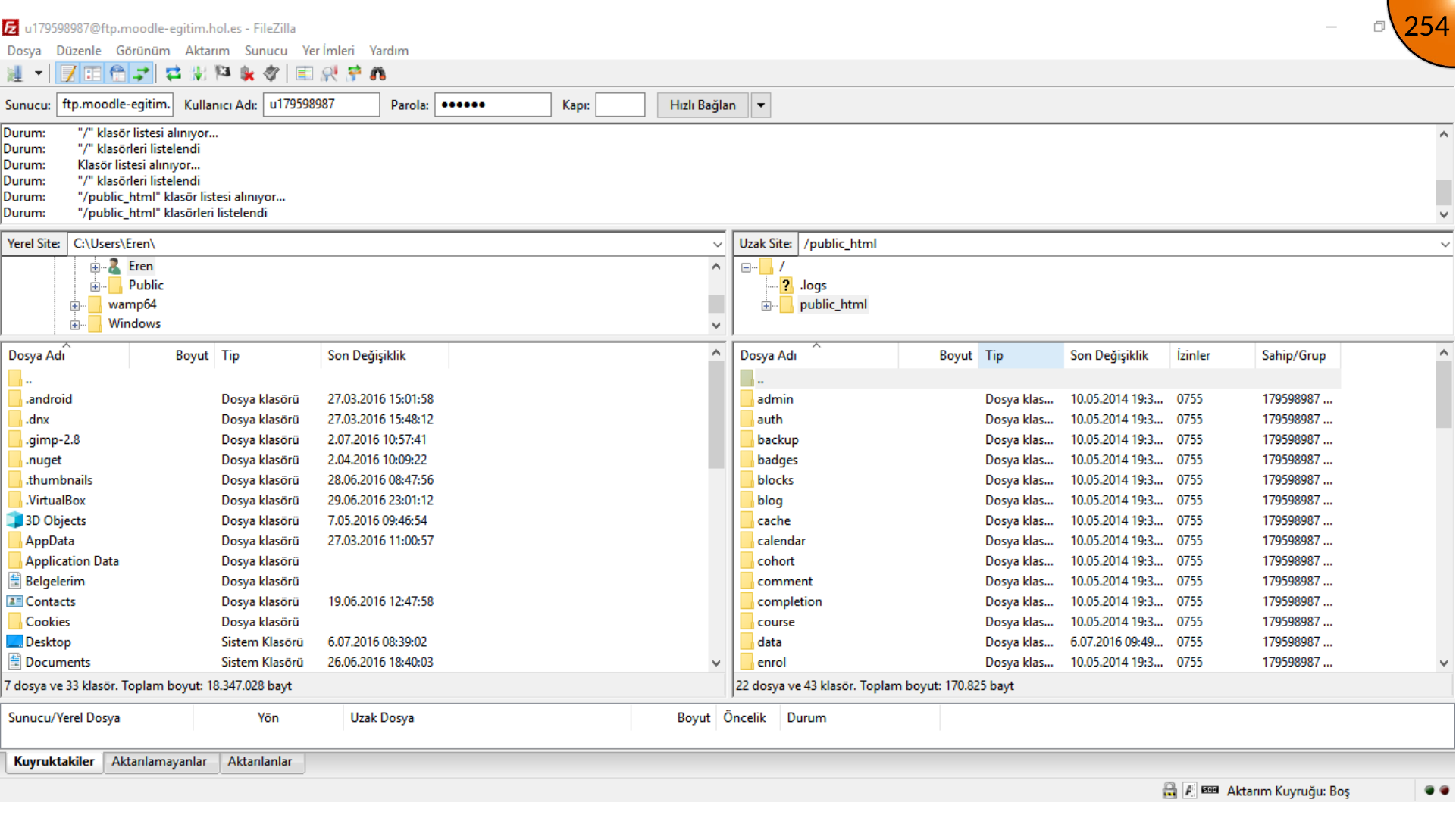 Locating public_html in FileZilla remote site