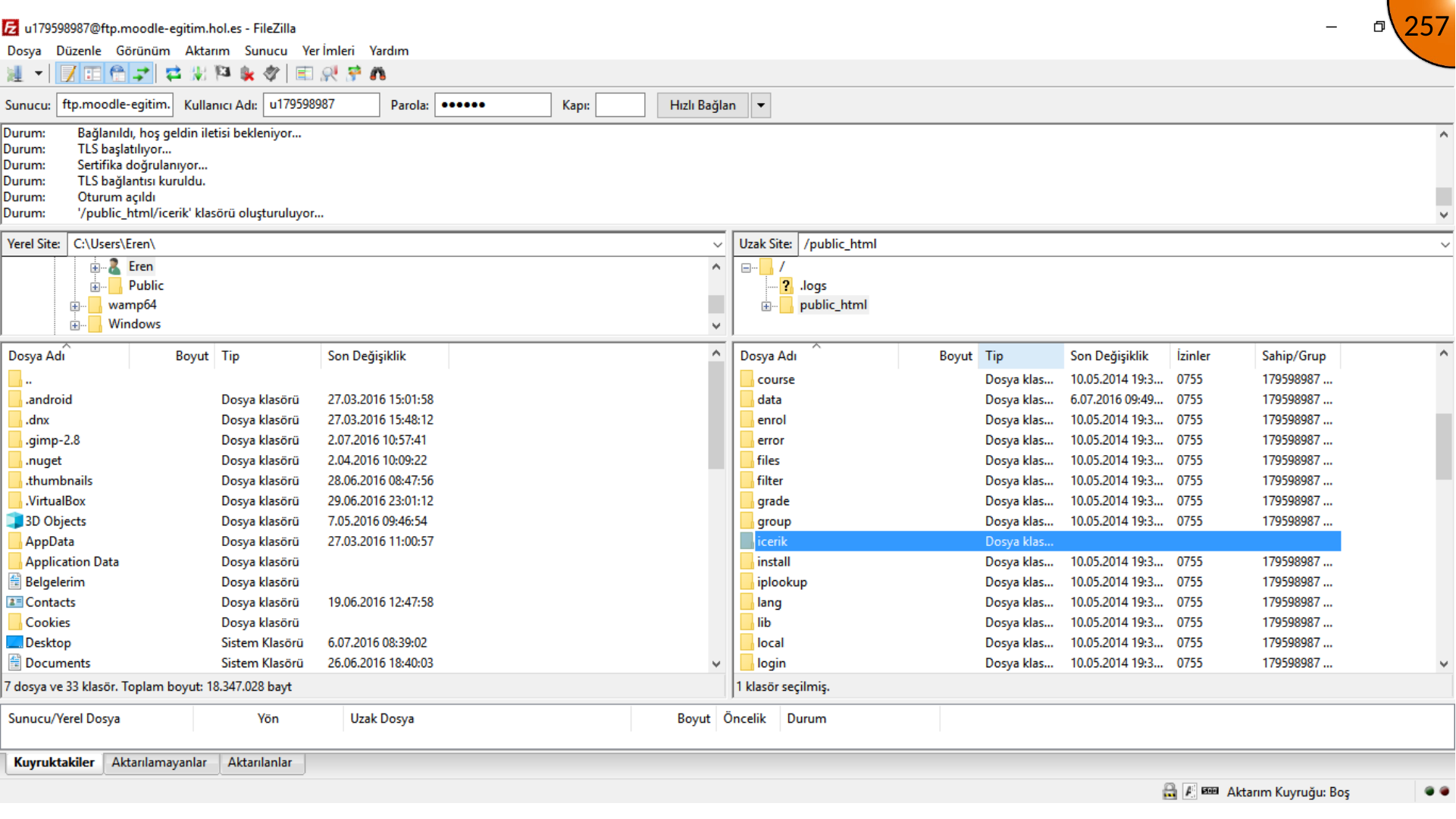 Opening remote content folder