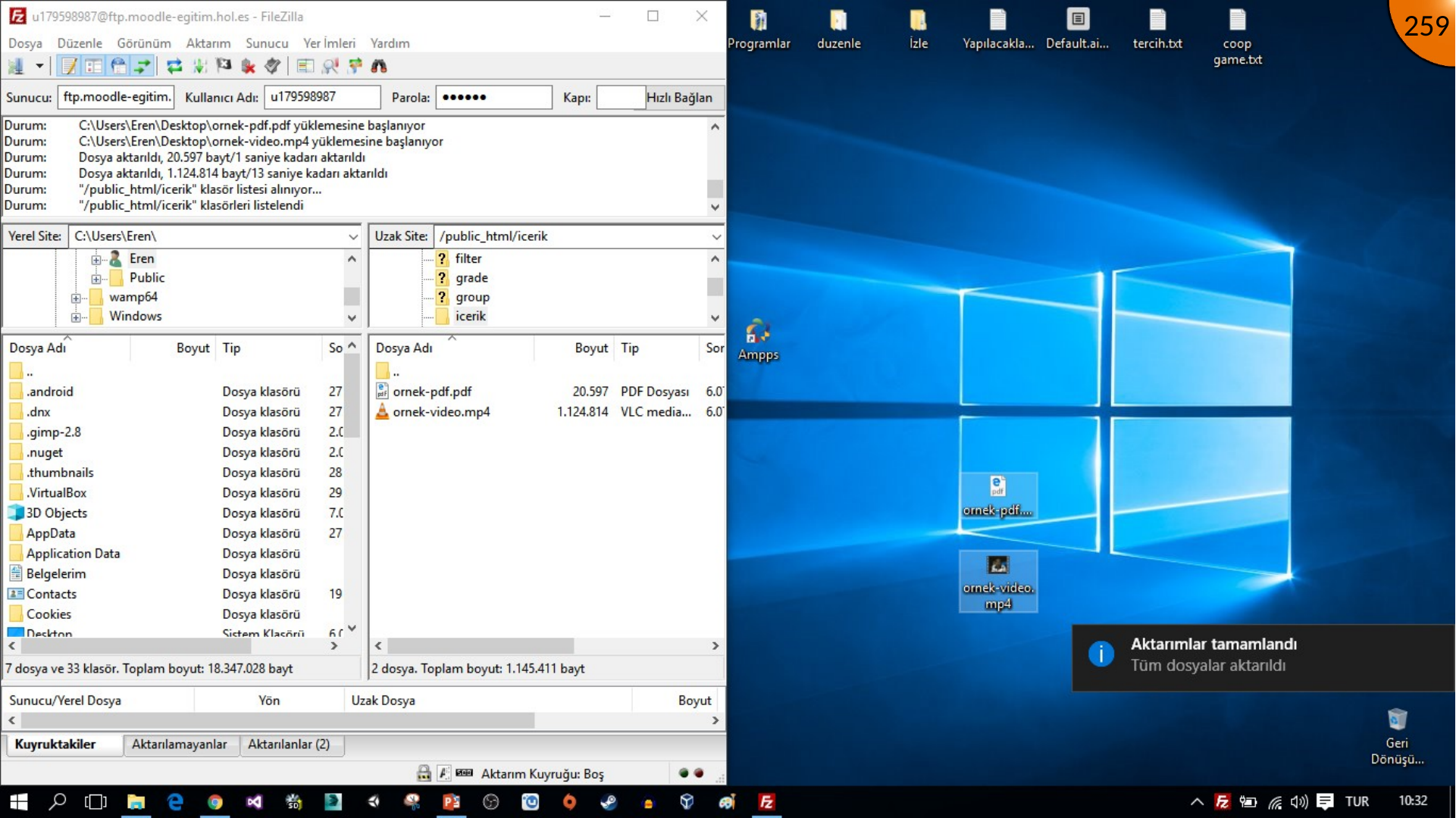 Uploaded files in remote content folder