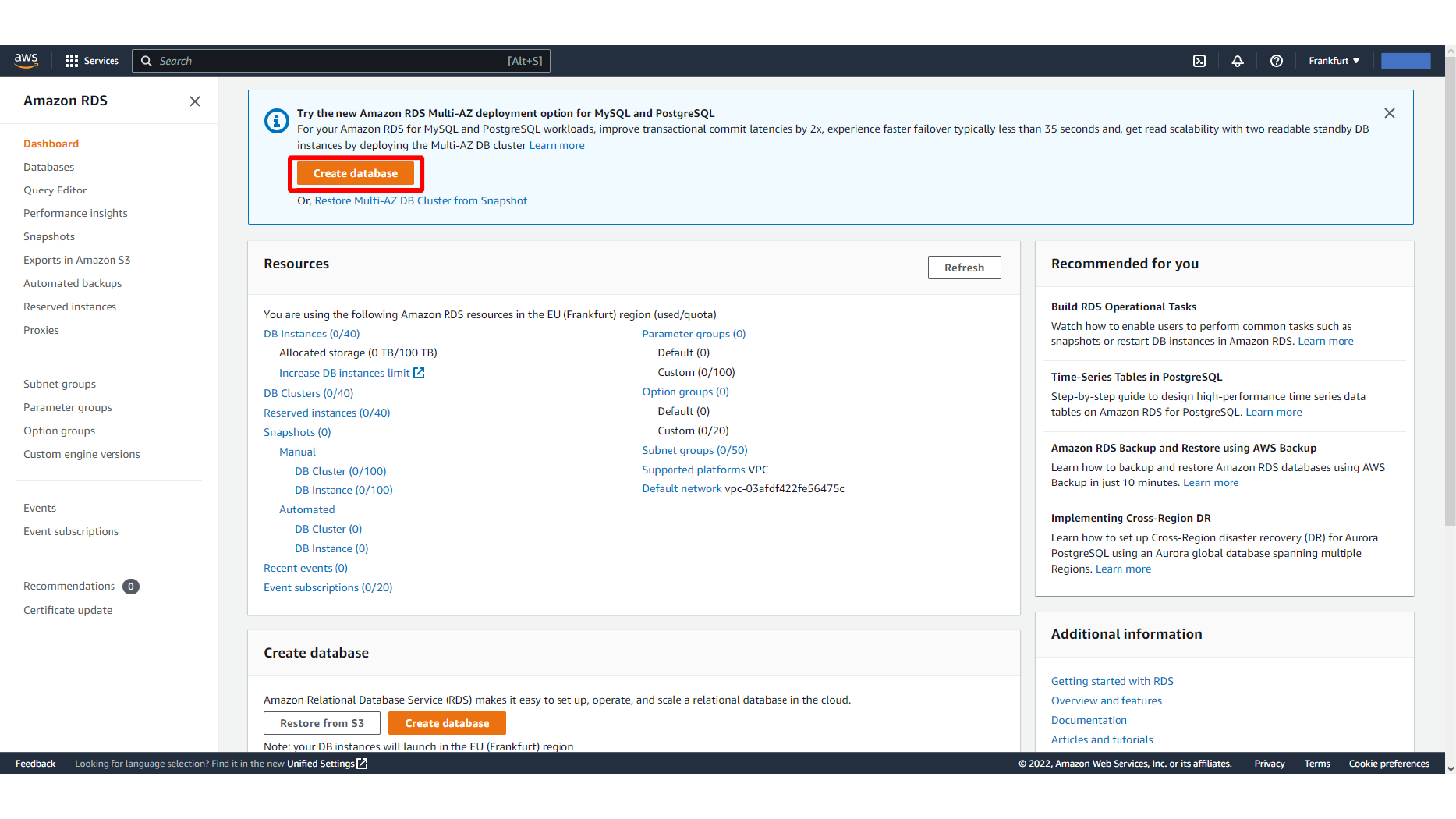 Choosing MySQL as the RDS database engine