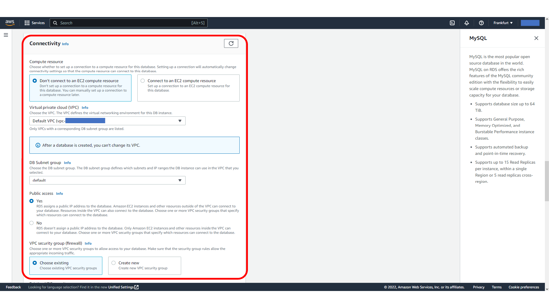 Configuring database authentication options