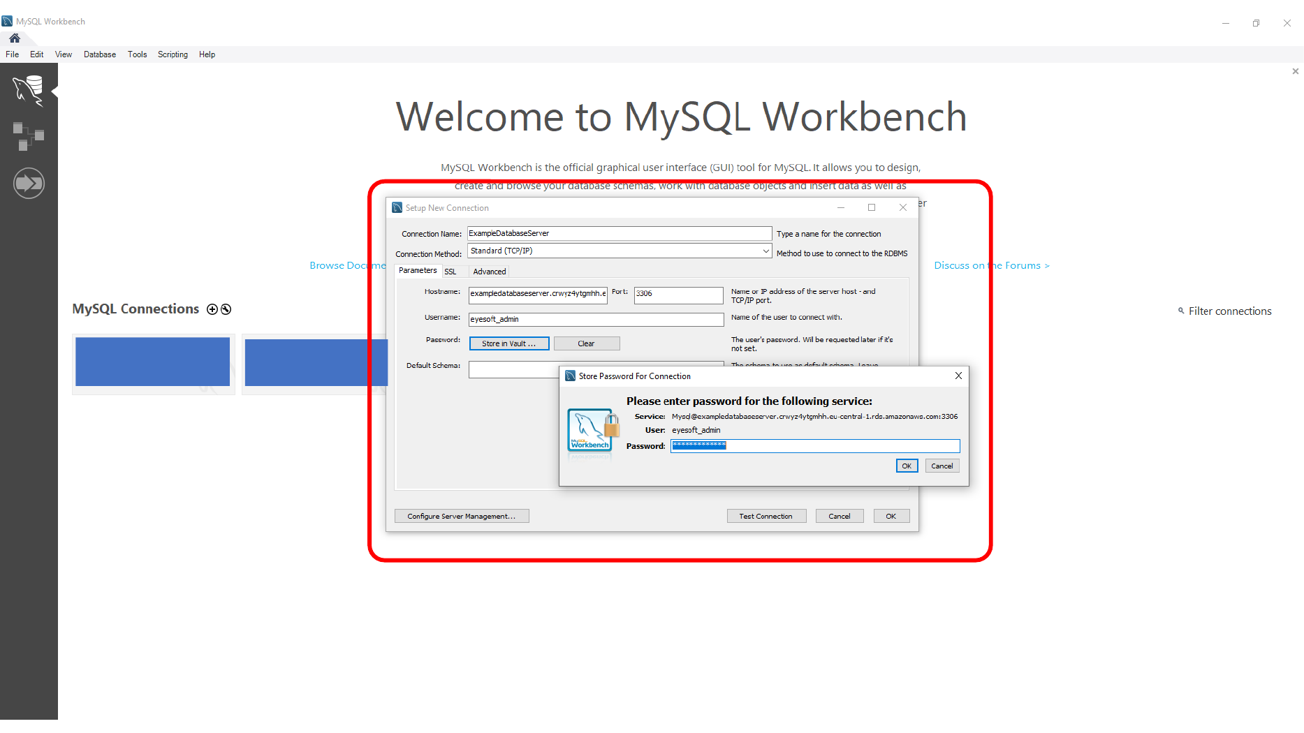 Creating a new MySQL Workbench connection