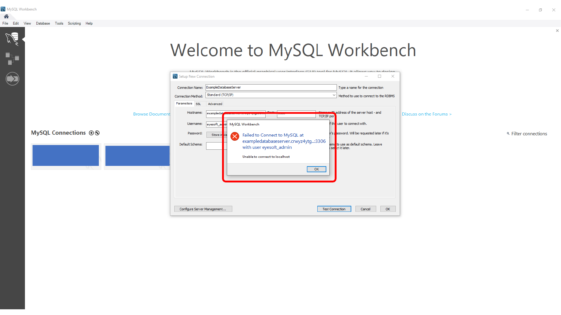 Entering RDS endpoint and credentials in MySQL Workbench