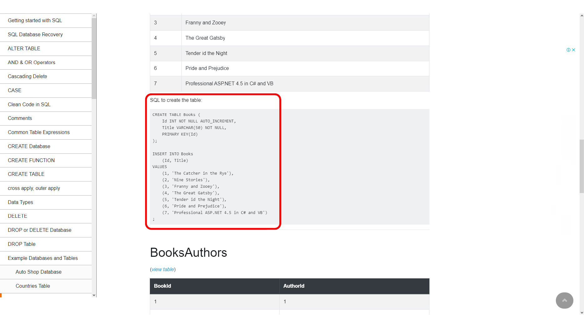 Inserting sample author records