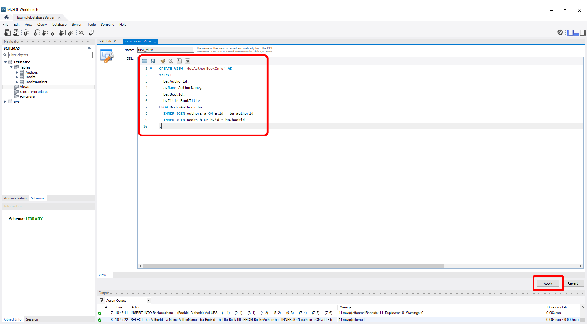 Writing view SQL for the Library database