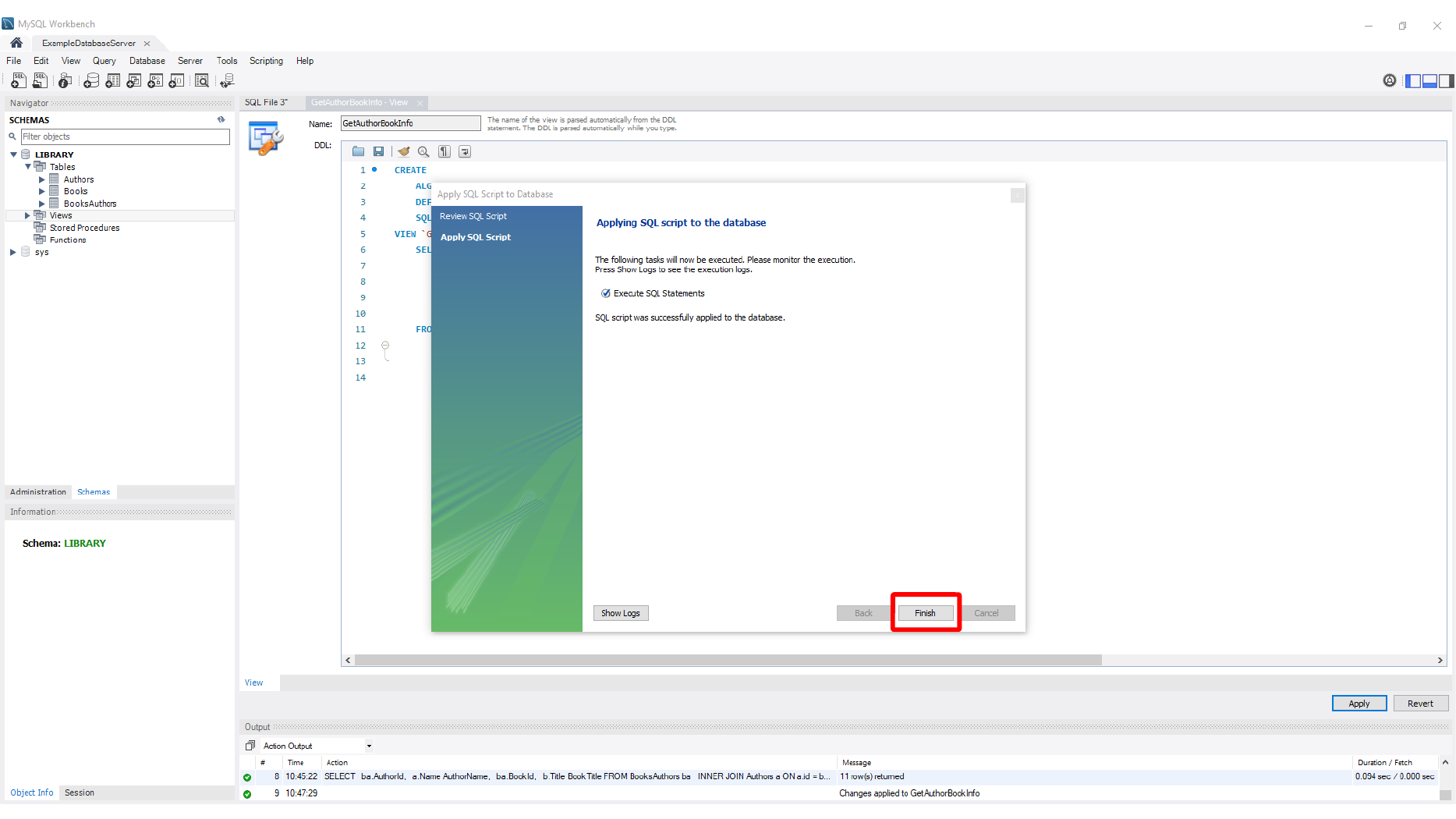 Querying the created view