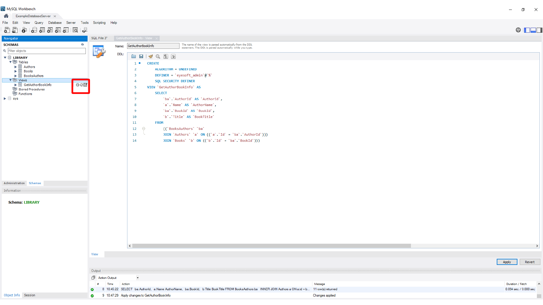 Creating a stored procedure in MySQL Workbench