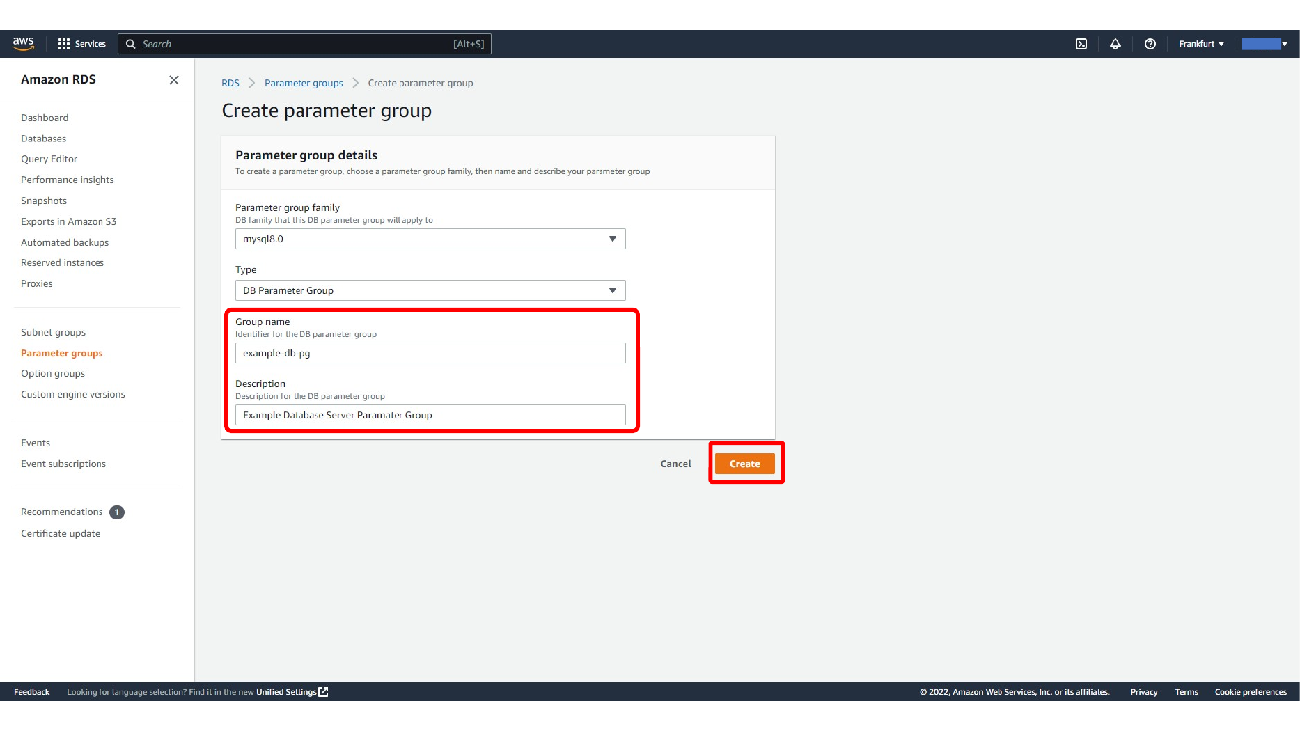 Choosing MySQL family for the parameter group