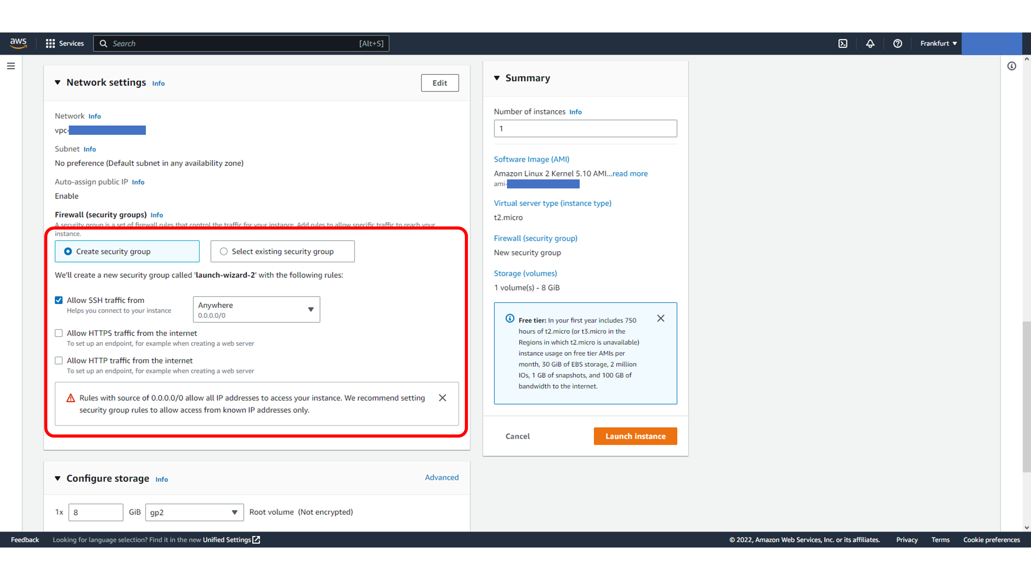 EC2 network settings