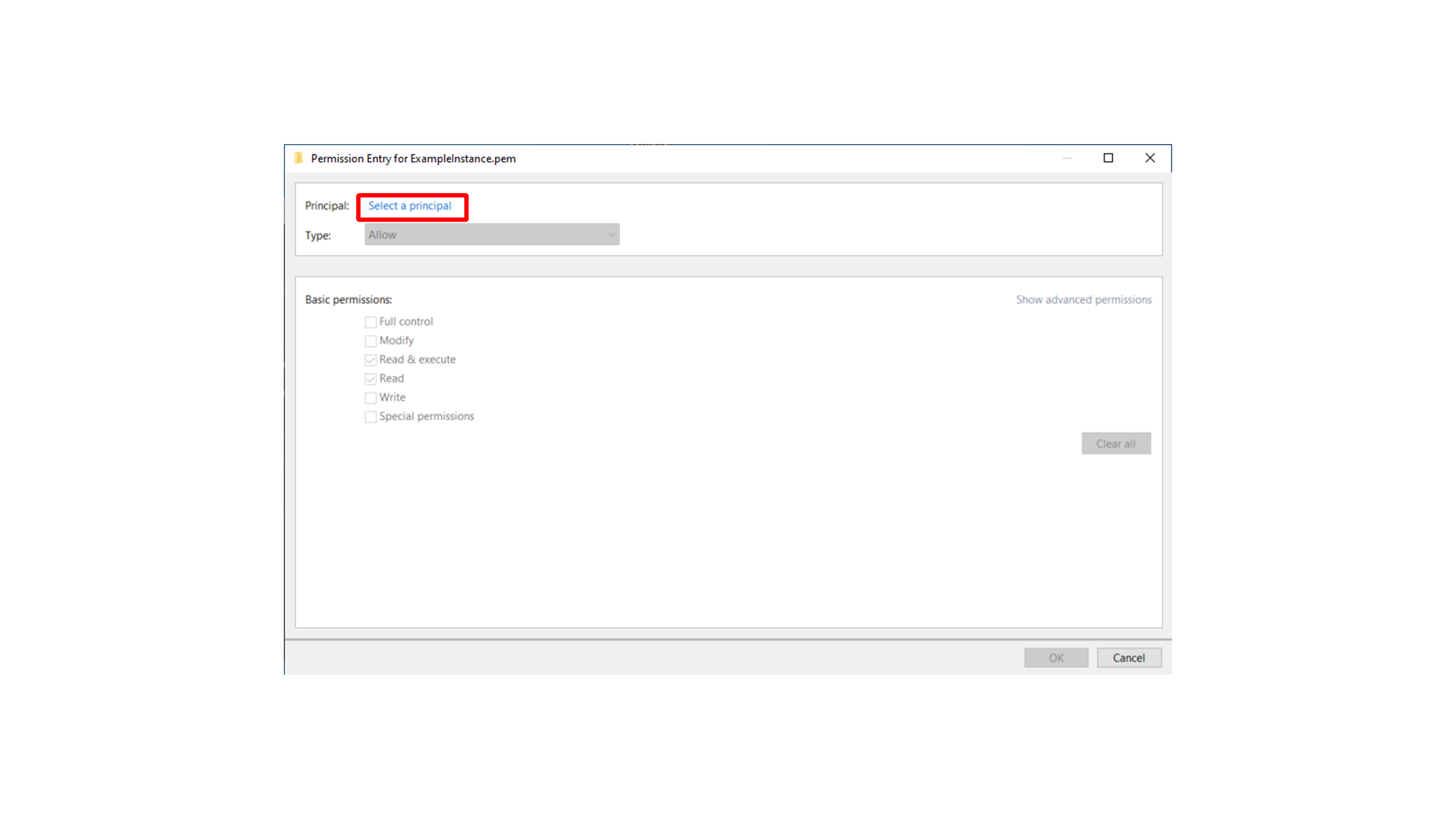Select a principal link