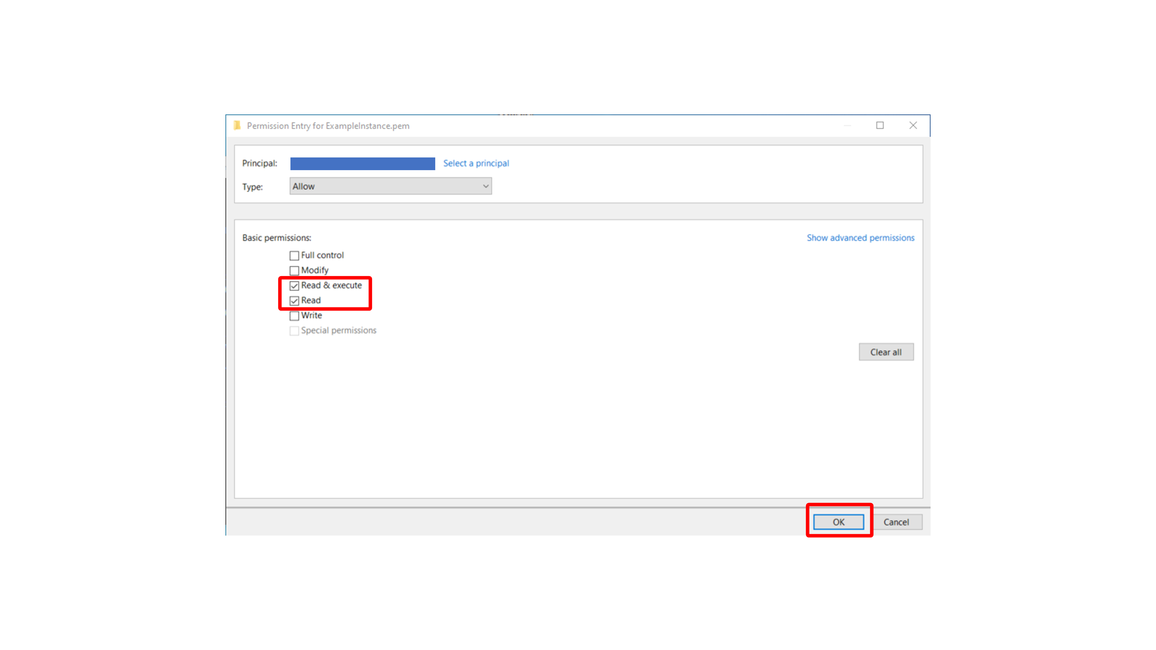 Read permissions for the PEM file