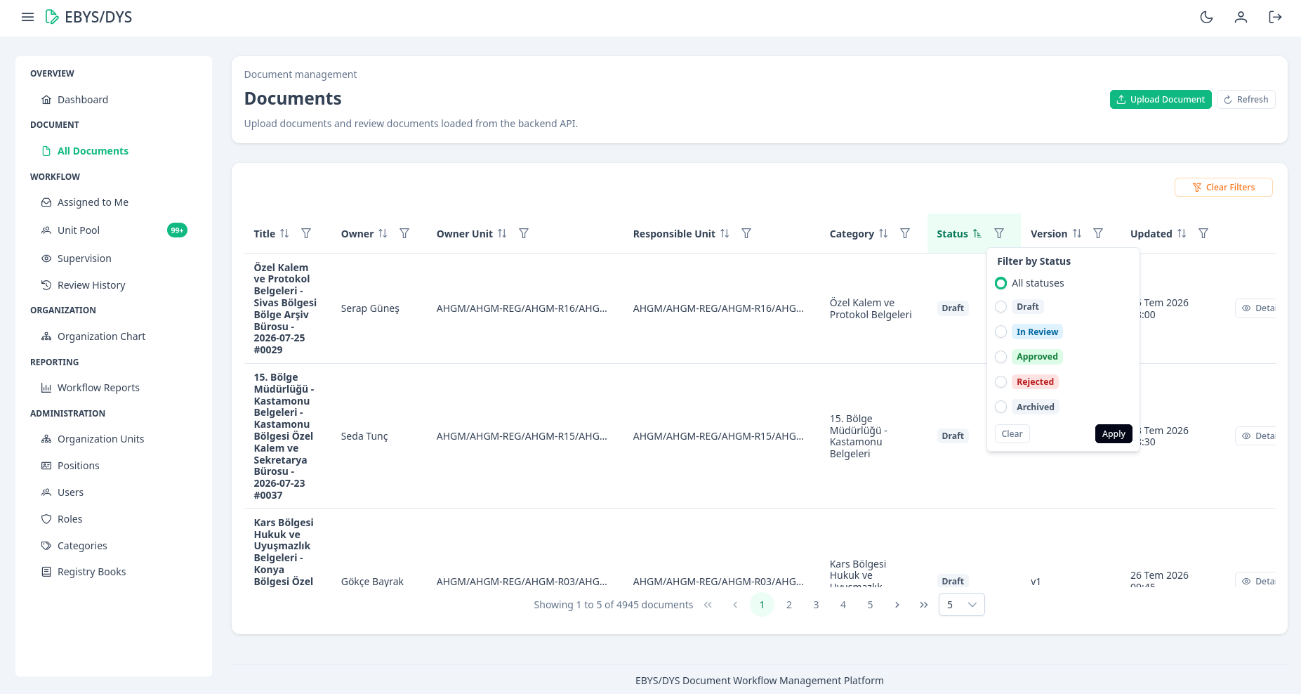 EBYS/DYS Platform project preview 3